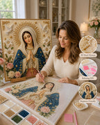 🙏 Divine Pearl Bead Virgin Mary Icon – A Peaceful DIY Faith Art Gift ✨