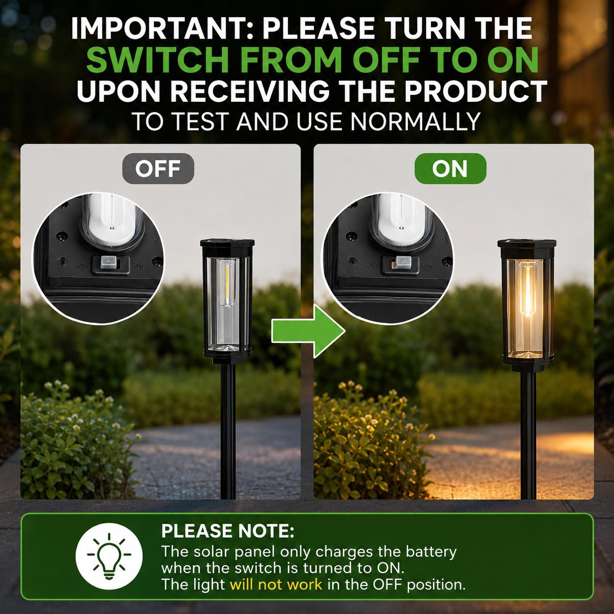 Solar Garden Path Lights with Warm &Cool White Options