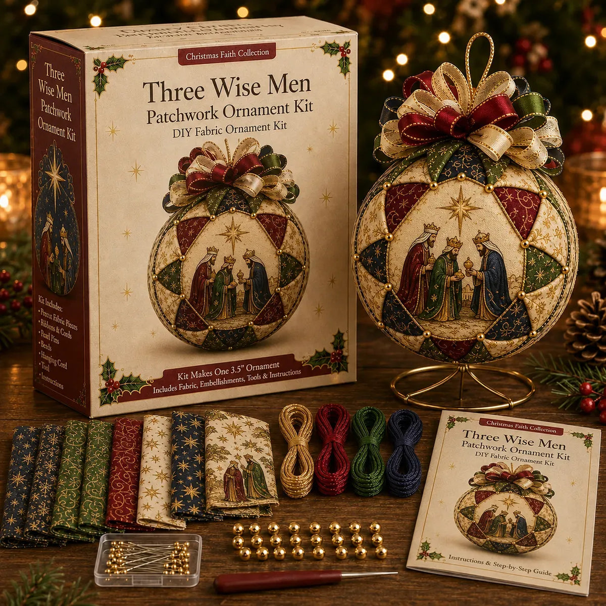 ⏳ Last Day 49% OFF – ✝️ Beginner-Friendly DIY Christmas Nativity Patchwork Ornament Kit Collection  💕
