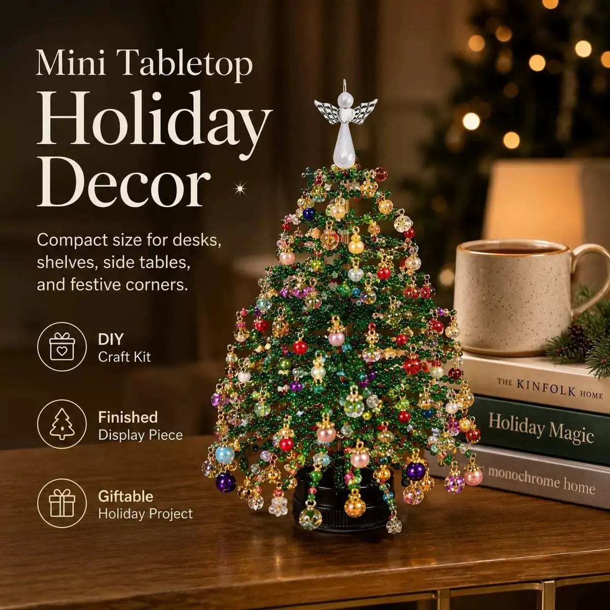 DIY Beaded Christmas Tree Kit, Glass Ornament