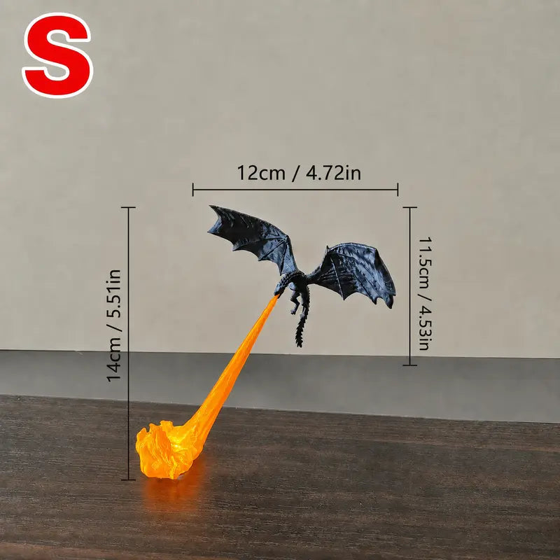 Dragon Flame Book Nook with LED Light – 3D Printed Dragon Bookshelf Decor