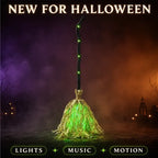 🧙 Bring Your Garden to Life This Halloween – Animated Witch Broom with Lights & Spooky Sounds. 49% Off. UK Stock