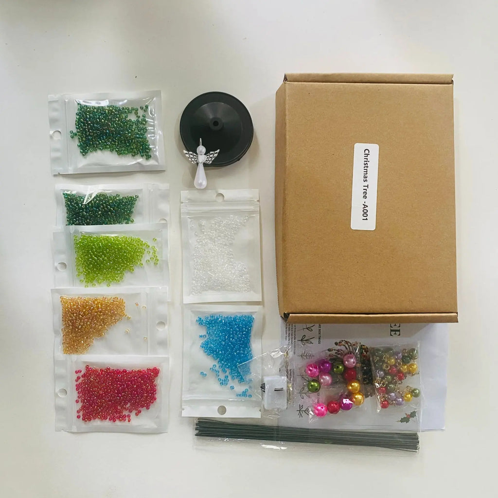 DIY Beaded Christmas Tree Kit, Glass Ornament
