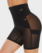 High Waist Criss-Cross Mesh Breathable Shaping Shorts