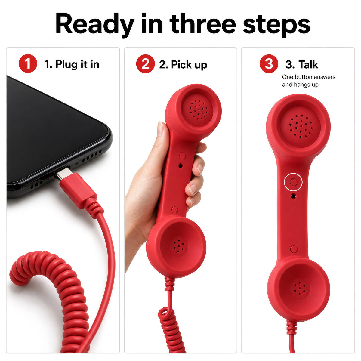 ☎️ Retro telephone handset with USB-C connection 📞