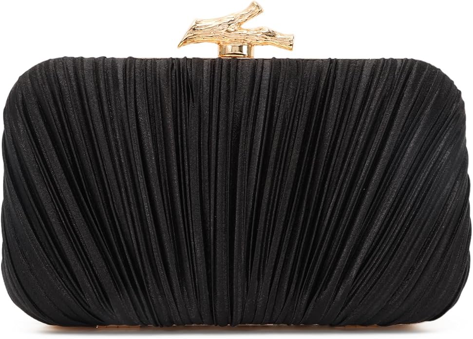 Clutch Purses for Women Evening Bag Pleated Clutch Bag with Chain for Wedding Party