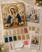 🙏 Divine Pearl Bead Virgin Mary Icon – A Peaceful DIY Faith Art Gift ✨