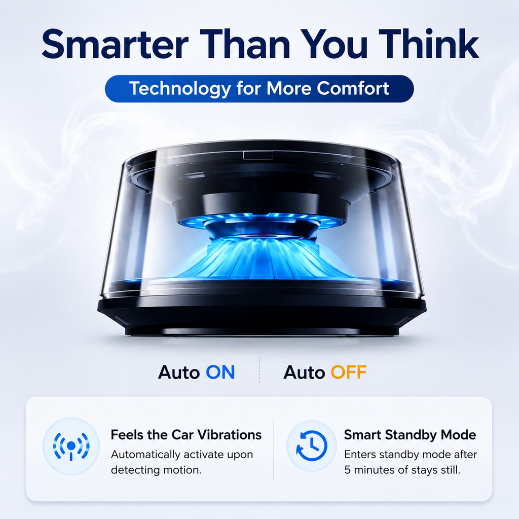 Volcano Car Diffuser – Smart Aroma Air Freshener with LED Ambient Light & Adjustable Mist