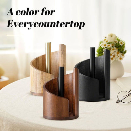 Anji Mountain Wooden Paper Towel Holder with Metal Stand