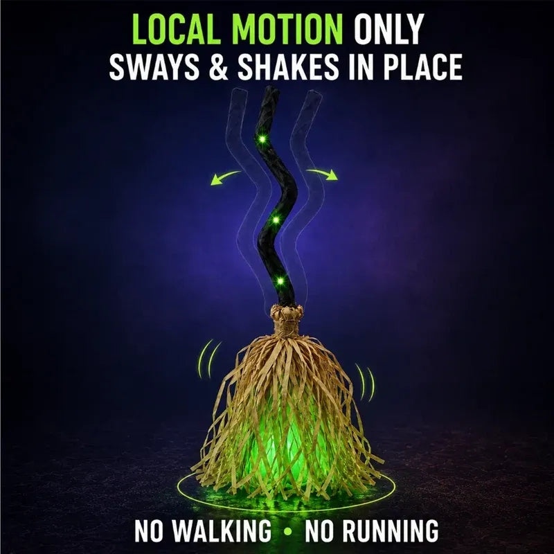 🧙 Bring Your Garden to Life This Halloween – Animated Witch Broom with Lights & Spooky Sounds. 49% Off. UK Stock