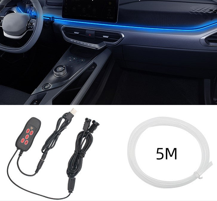 🌈64 Color Fiber Optic Car Ambient Light, No Wiring Cold Light Strip, Bluetooth APP Control Hidden Interior Atmosphere Decor Light for All Vehicles