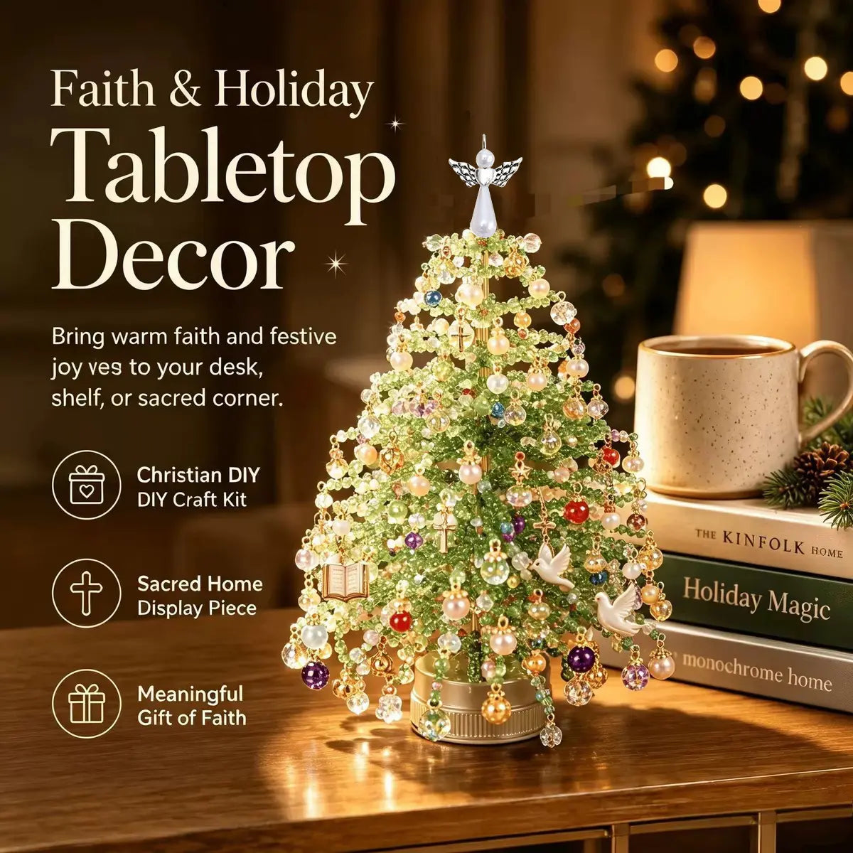 DIY Beaded Christmas Tree Kit, Glass Ornament