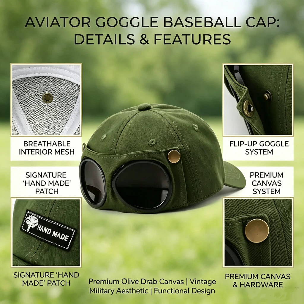 Men's Korean-Style Pilot Baseball Cap with Curved Visor