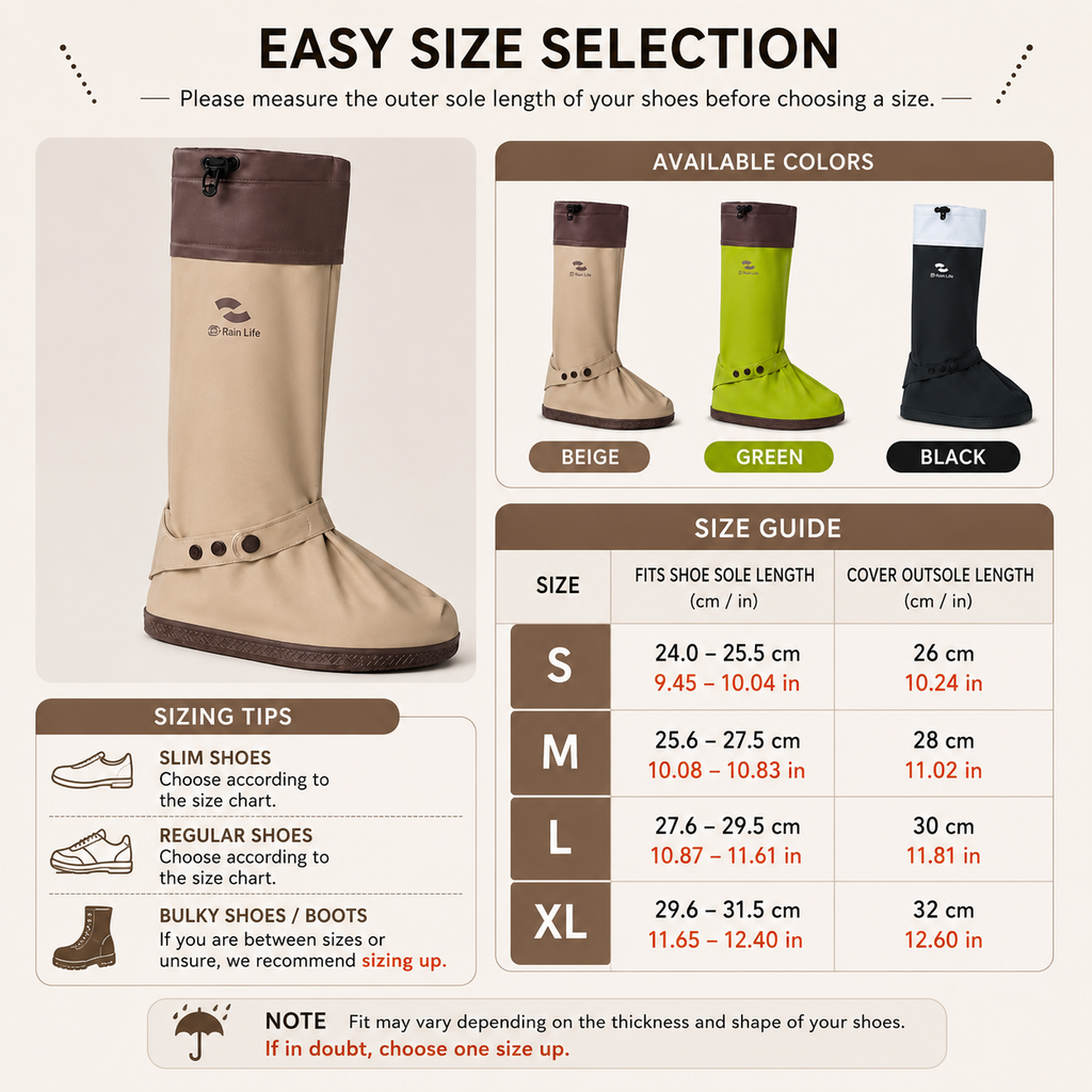 Unisex High-Cuff Rain Shoe Covers – Waterproof & Non-Slip