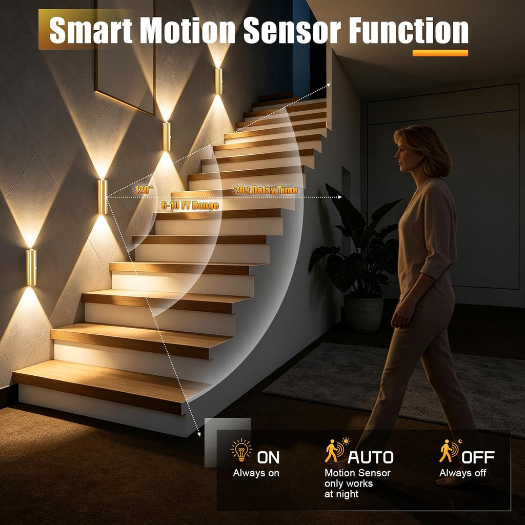 2 Pack Motion Sensor Wall Light, Rechargeable Wall Sconces