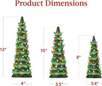 Best Choice Products Set of 3 Ceramic Christmas Trees, Pre-Lit Hand-Painted Tabletop Holiday Decoration w/Multicolor Bulbs, LED Lights – Green