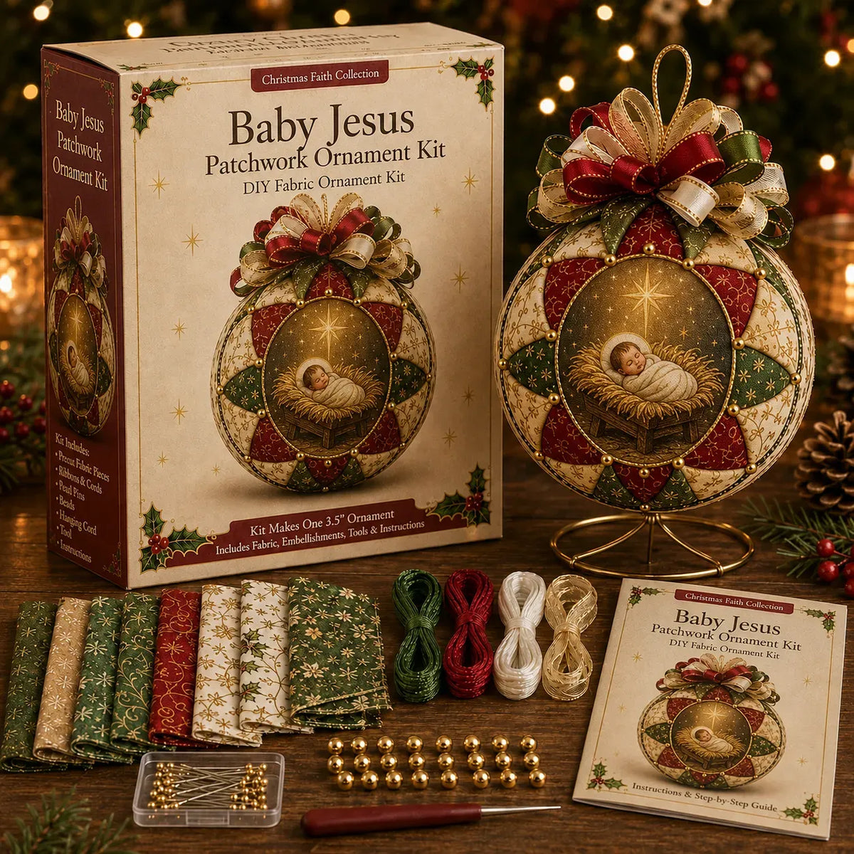 ⏳ Last Day 49% OFF – ✝️ Beginner-Friendly DIY Christmas Nativity Patchwork Ornament Kit Collection  💕