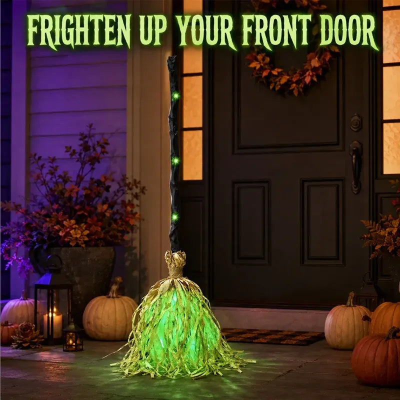 🧙 Bring Your Garden to Life This Halloween – Animated Witch Broom with Lights & Spooky Sounds. 49% Off. UK Stock