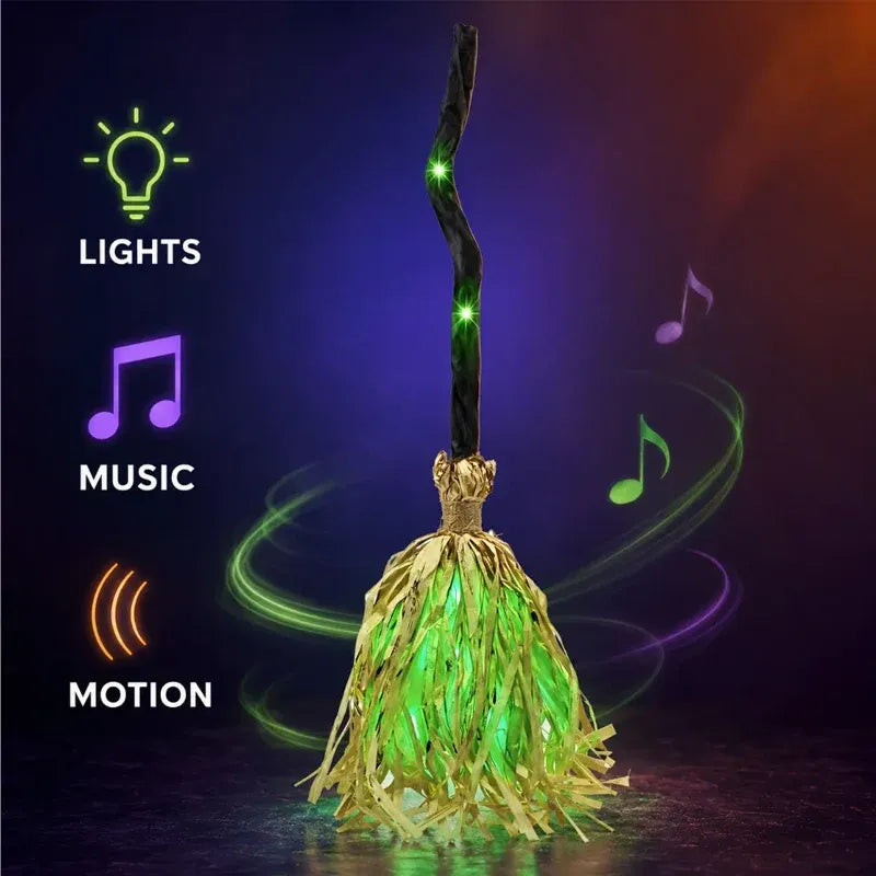 🧙 Bring Your Garden to Life This Halloween – Animated Witch Broom with Lights & Spooky Sounds. 49% Off. UK Stock