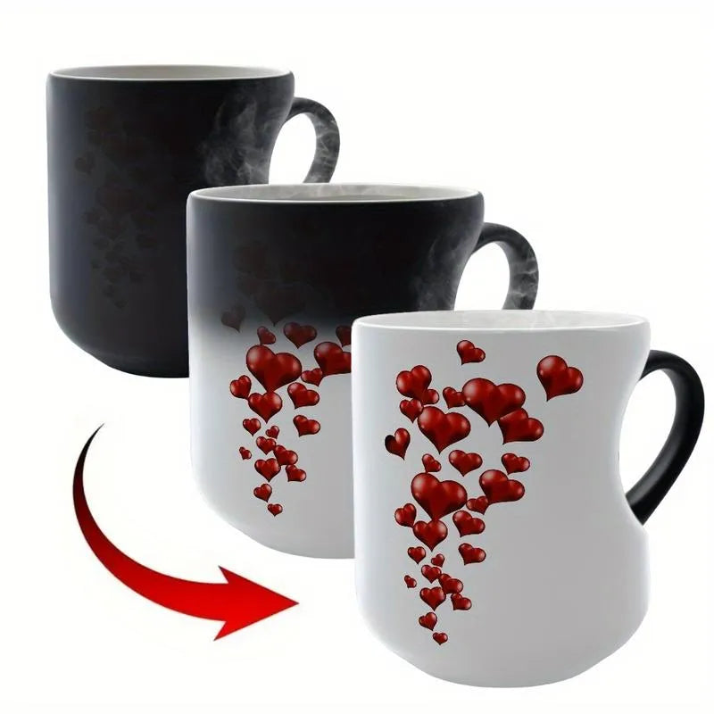 Heart-Shaped Color Changing Ceramic Mug