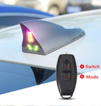 Shark Fin Warning Light not Antenna, Solar Power 18 LED 8 Mode Car Roof Lamp Aerial Base, Magnetic Mount, Waterproof Shark Fin Replacement for Car, with Remote Control