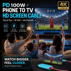 🎮 2M USB-C to HDMI Cable – 4K Display & 100W PD Charging for Switch, Phones, Tablets & Laptops