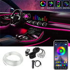 🌈64 Color Fiber Optic Car Ambient Light, No Wiring Cold Light Strip, Bluetooth APP Control Hidden Interior Atmosphere Decor Light for All Vehicles