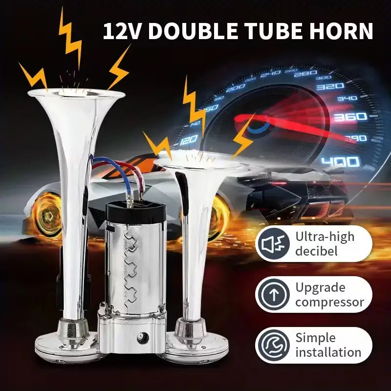 📢🔊2026 Upgraded 12V 130DB Air Horn Dual Horn, Horn Kit with Air Compressor