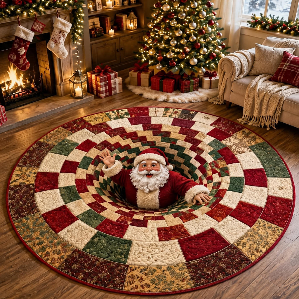 🎄3D Christmas Gnome Optical Illusion Round Rug | Fun Festive Home Decor Must‐Have⭐🏠🎁