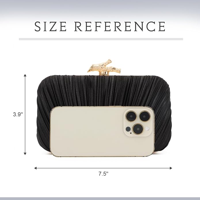 Clutch Purses for Women Evening Bag Pleated Clutch Bag with Chain for Wedding Party
