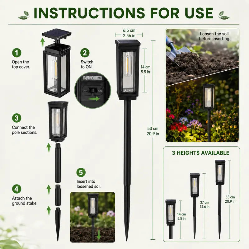 Solar Garden Path Lights with Warm &Cool White Options