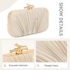 Clutch Purses for Women Evening Bag Pleated Clutch Bag with Chain for Wedding Party