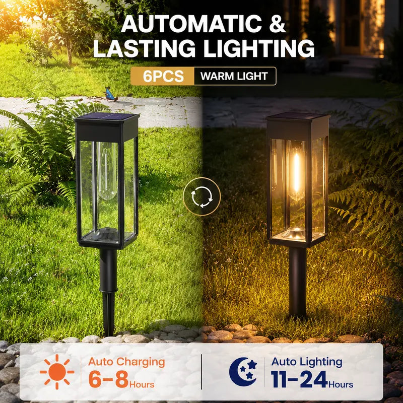 Solar Garden Path Lights with Warm &Cool White Options