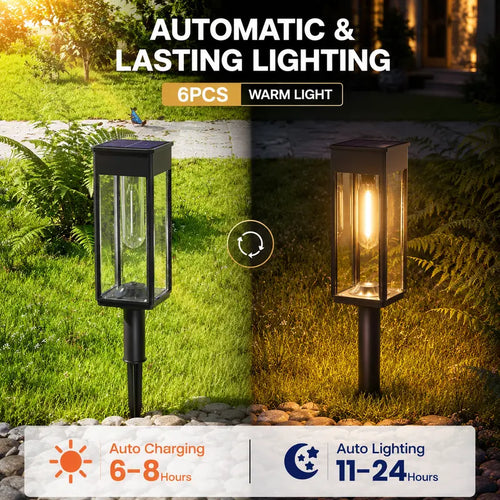 Solar Garden Path Lights with Warm &Cool White Options