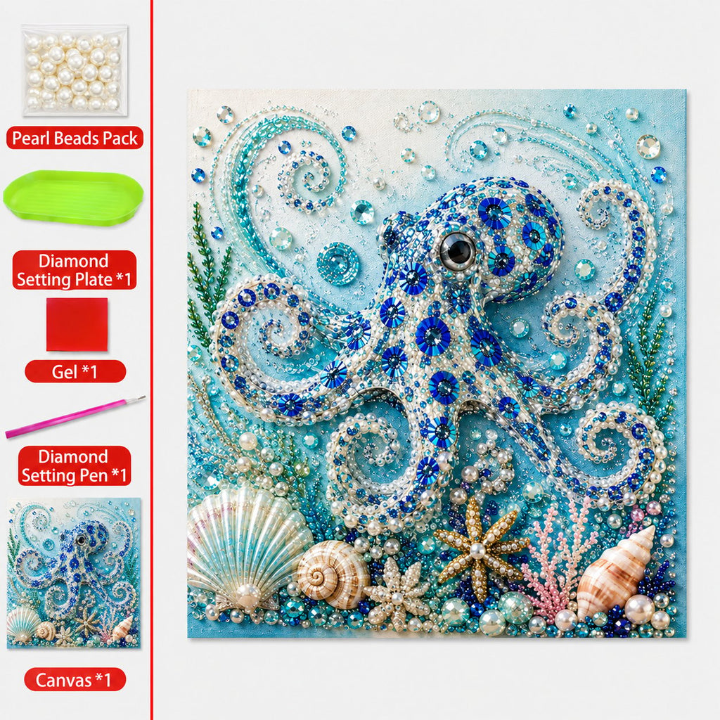 🌊Ocean Theme Pearl Art DIY Kit | 3D Sparkling Coastal Wall Decor 🐚✨