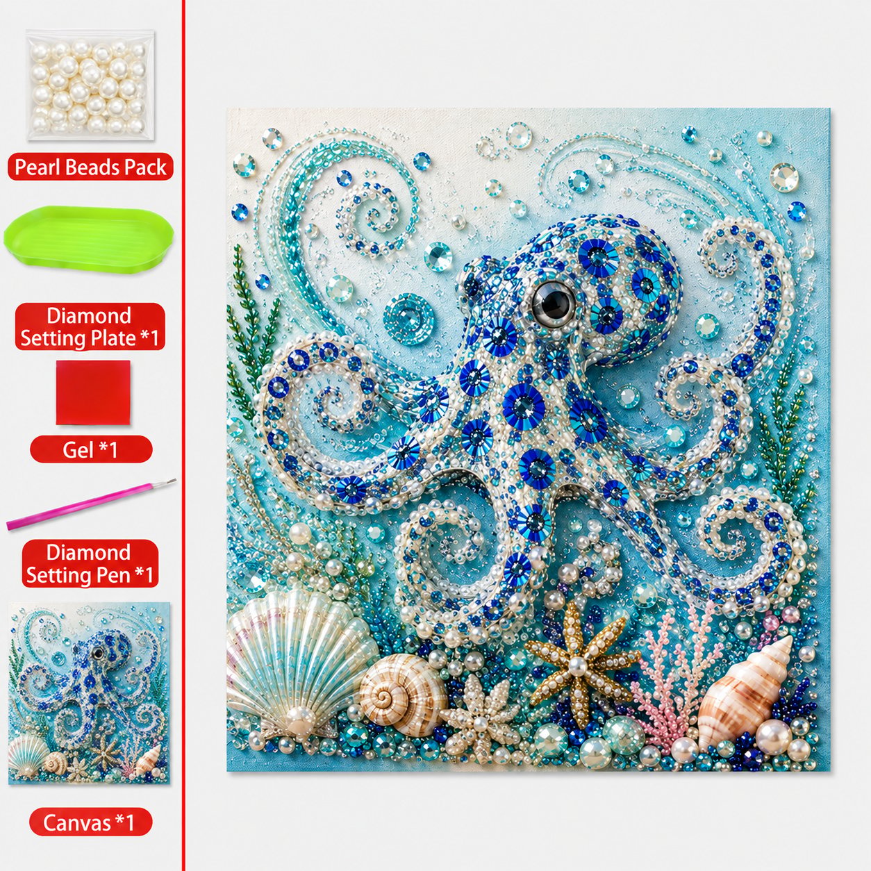 🌊Ocean Theme Pearl Art DIY Kit | 3D Sparkling Coastal Wall Decor 🐚✨