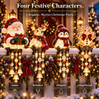 🎄 Christmas Porch Railing Lights – 4 Festive Character Designs