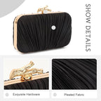 Clutch Purses for Women Evening Bag Pleated Clutch Bag with Chain for Wedding Party