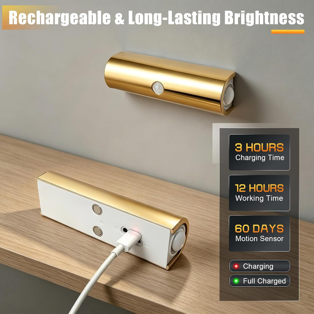 2 Pack Motion Sensor Wall Light, Rechargeable Wall Sconces