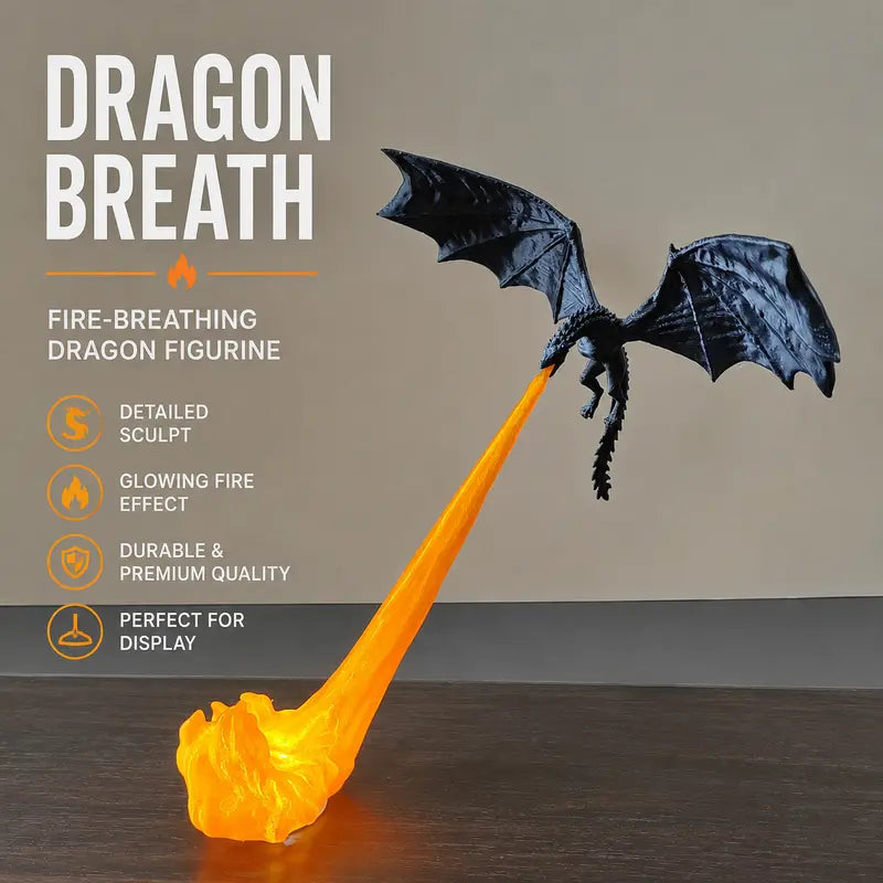 Dragon Flame Book Nook with LED Light – 3D Printed Dragon Bookshelf Decor