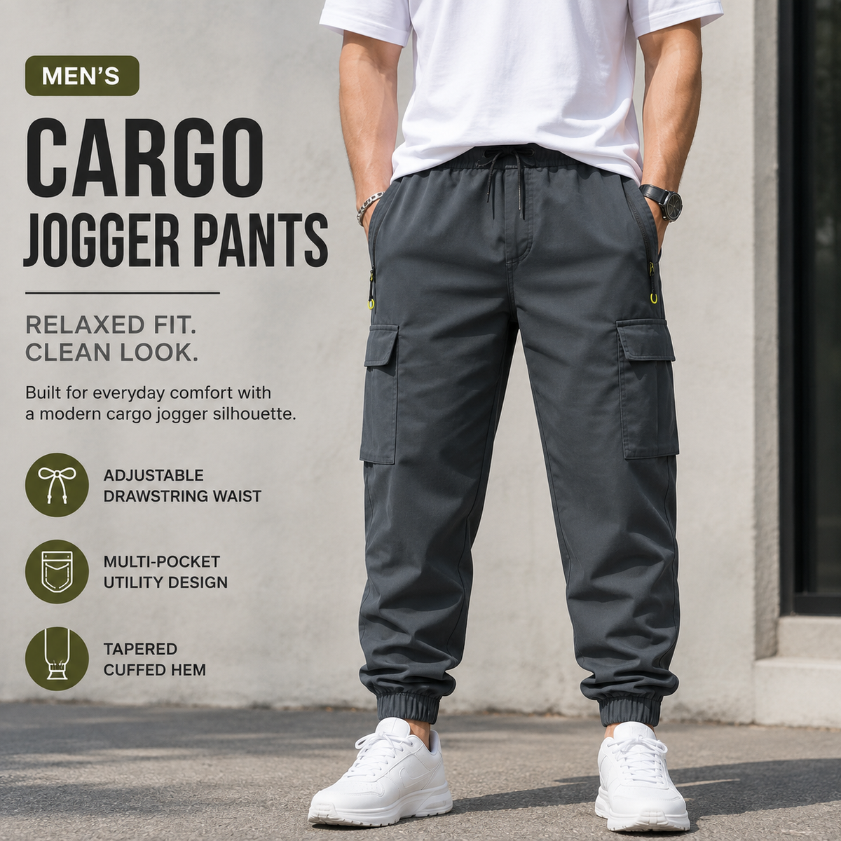 💚 BESTSELLER | 8PCS $24.63 | Men’s Multi-Pocket Cargo Jogger Pants