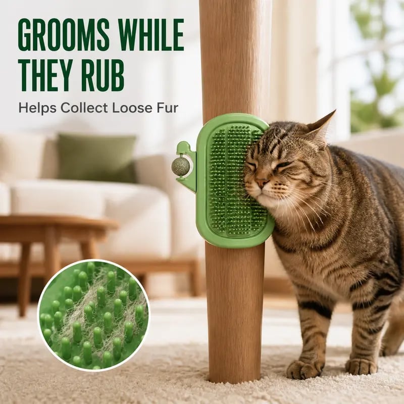 🐱3-in-1 Soft Plastic Cat Corner Groomer with Catnip，49% OFF!⚡