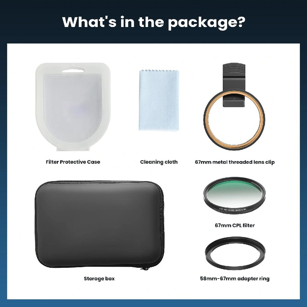 67mm CPL Filter for Phone/DSLR, HD Circular Polarizing Filter
