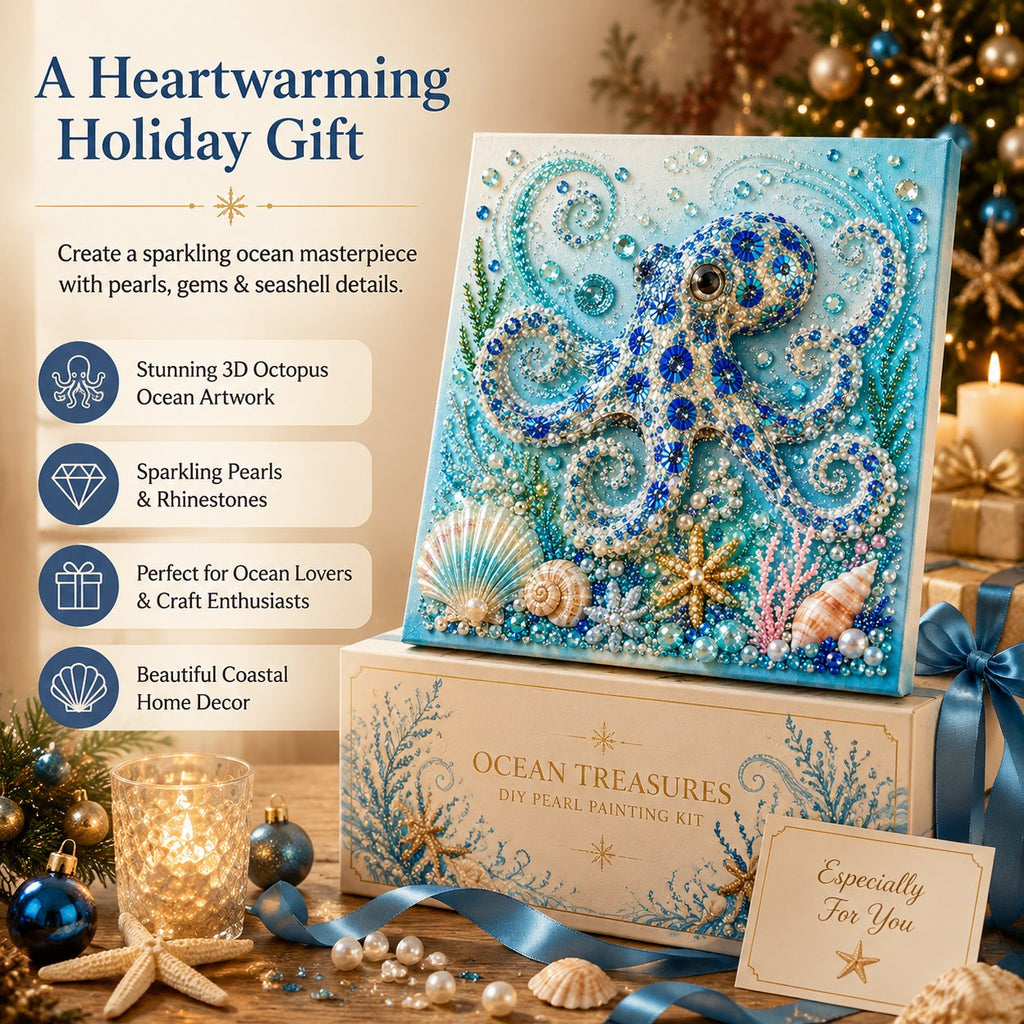 🌊Ocean Theme Pearl Art DIY Kit | 3D Sparkling Coastal Wall Decor 🐚✨