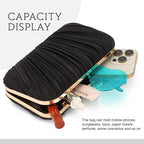 Clutch Purses for Women Evening Bag Pleated Clutch Bag with Chain for Wedding Party