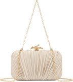 Clutch Purses for Women Evening Bag Pleated Clutch Bag with Chain for Wedding Party