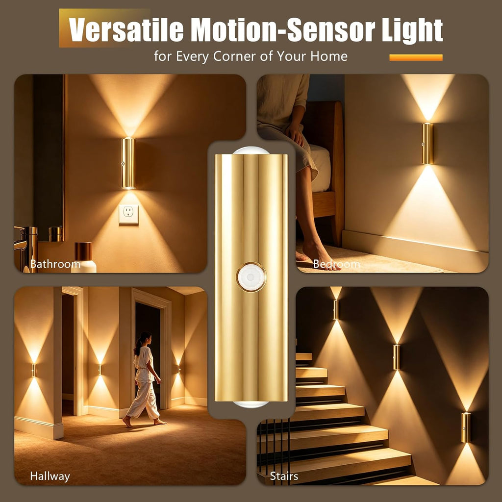 2 Pack Motion Sensor Wall Light, Rechargeable Wall Sconces