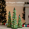 Best Choice Products Set of 3 Ceramic Christmas Trees, Pre-Lit Hand-Painted Tabletop Holiday Decoration w/Multicolor Bulbs, LED Lights – Green