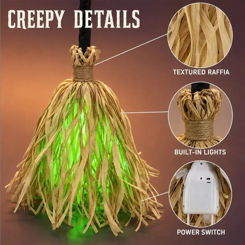 🧙 Bring Your Garden to Life This Halloween – Animated Witch Broom with Lights & Spooky Sounds. 49% Off. UK Stock
