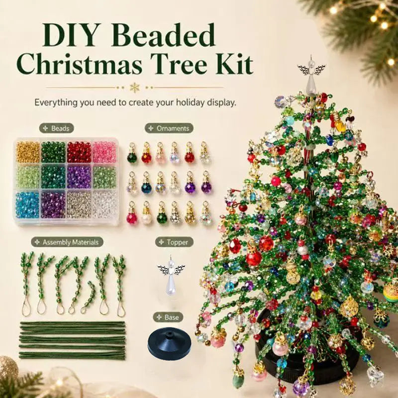 DIY Beaded Christmas Tree Kit, Glass Ornament